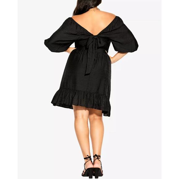 CITY CHIC Trendy Plus Size Black Mini Flirt Off Shoulder Dress Size 12 - Picture 13 of 13